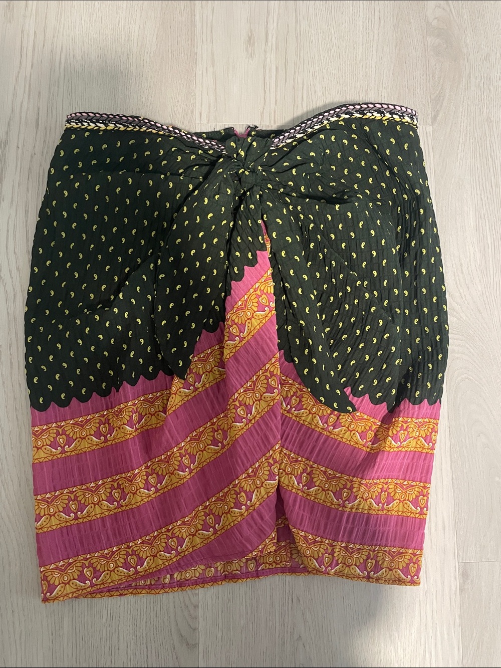Zara Green, Pink and Yellow Patterned Pencil Skirt